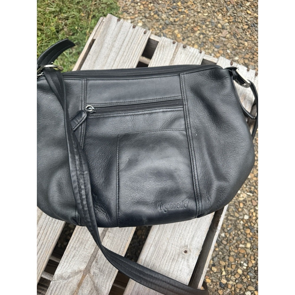 TIGNANELLO ~ BLACK LEATHER PURSE BAG‎ ~ 10X13